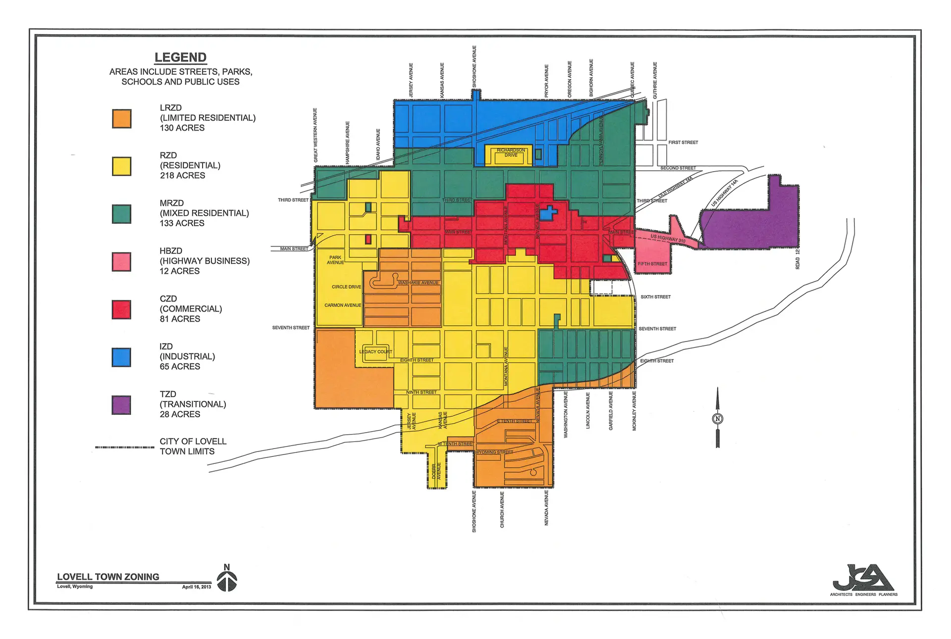 Zoning map of Lovell Wyoming